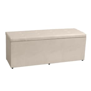 Calçadeira Recamier Baú Queen 1,60m Berlim Suede Bege - Pallazio