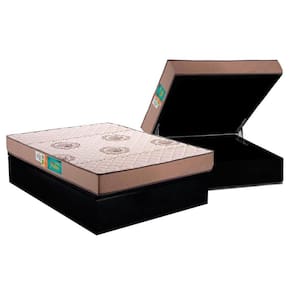 Cama Box Baú Casal: Colchão Espuma Polar D33 Pérola + Base CRC Suede Black(138x188)