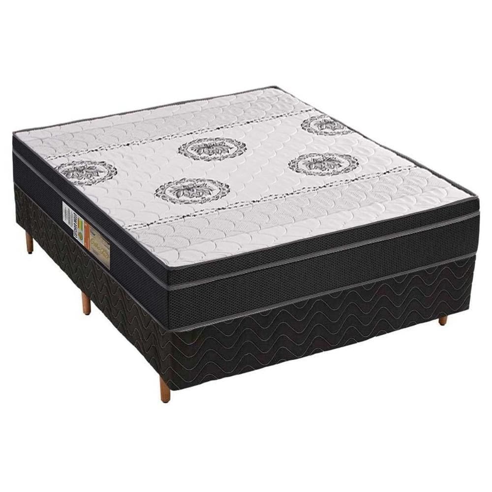 Cama Box Casal: Colchão Ortopédico Polar D28/EP Orthoface Firme + Base CRC Suede Black(138x188)