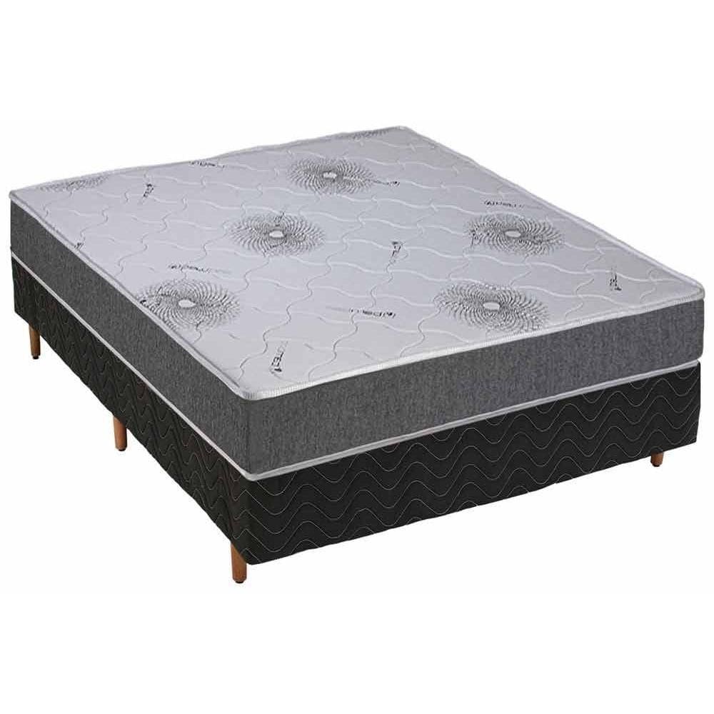 Cama Box Casal: Colchão Espuma Polar D33 Pérola Premium + Base CRC Rústico Black(138x188)