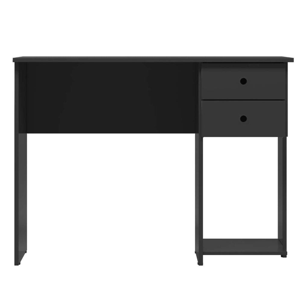 Mesa Escrivaninha para Computador e Escritório com 2 Gavetas Cor Preto Fosco - Qmovi