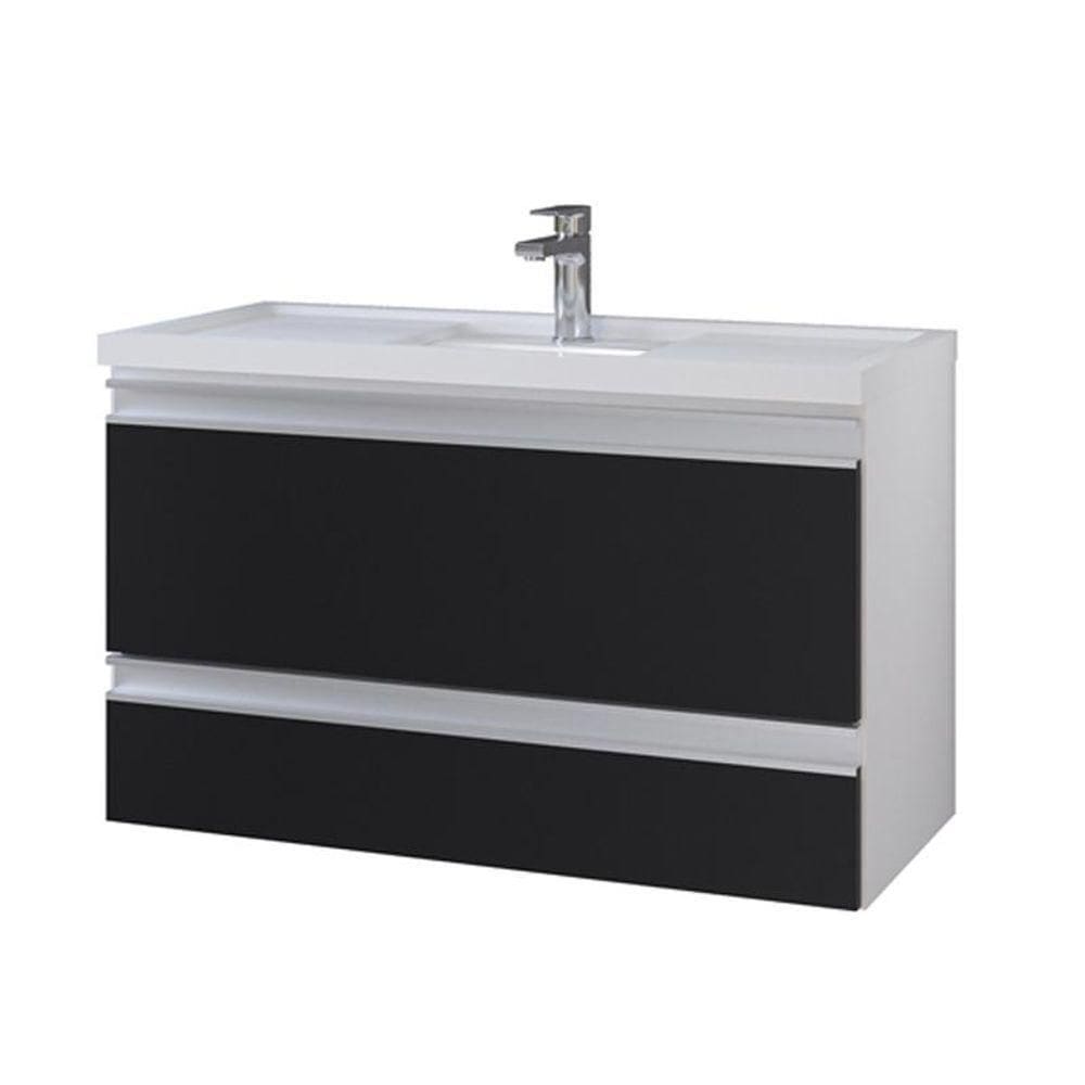 Gabinete De Banheiro Com Cuba Treviso 80cm Branco/preto - Mgm