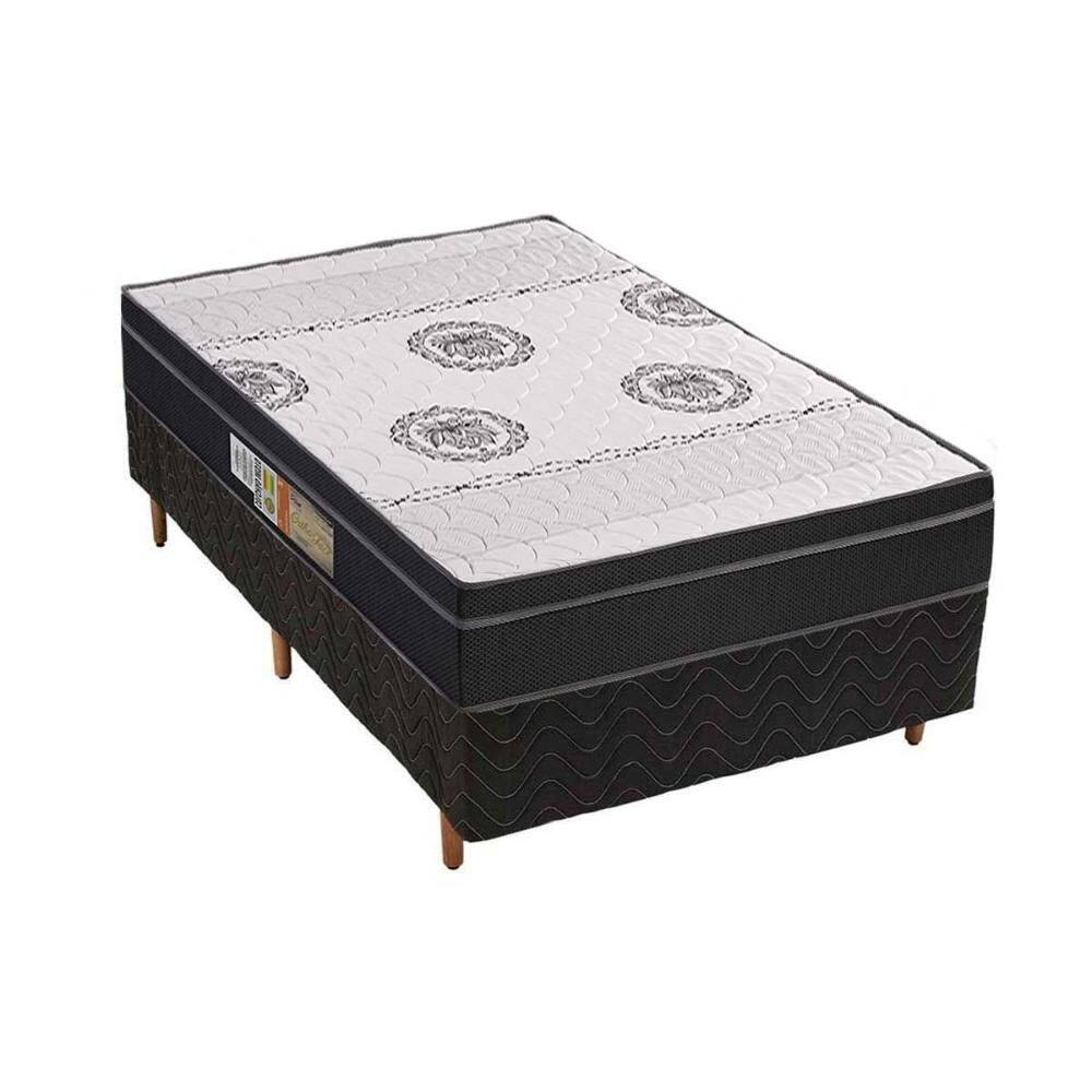 Conjunto Box Solteiro: Colchão Anatômico Polar D28/EP Orthoface Firme + Base CRC Suede Black(88x188)