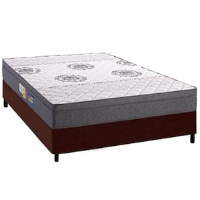 Cama Box Casal: Colchão Espuma D45 Polar Pérola Brown + Base CRC Courano Brown(138x188)