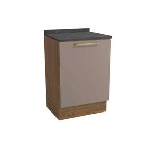 Balcão de Cozinha Botanic M629 1 Porta 60cm c/ Tampo - Kappesberg Nogueira/Fendi/Cinzel - Kappesberg