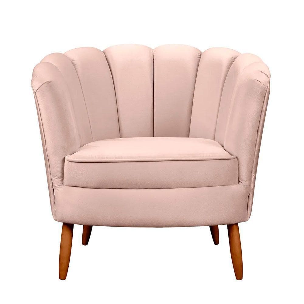 Poltrona Ariel Petala Decorativa Com Pés De Madeira Star Confort Rose