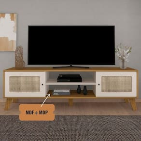 Rack Bancada Charlotte Para Tv 75 Carvalho | Off White