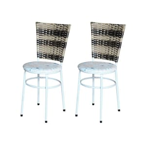 2 Cadeiras Branca Para Cozinha Hawai Cappuccino Premium Assento Floral Cor:floral Areia