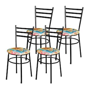 4 Cadeiras Para Cozinha Epoxi Preta Assento Floral Cor:happy Hour