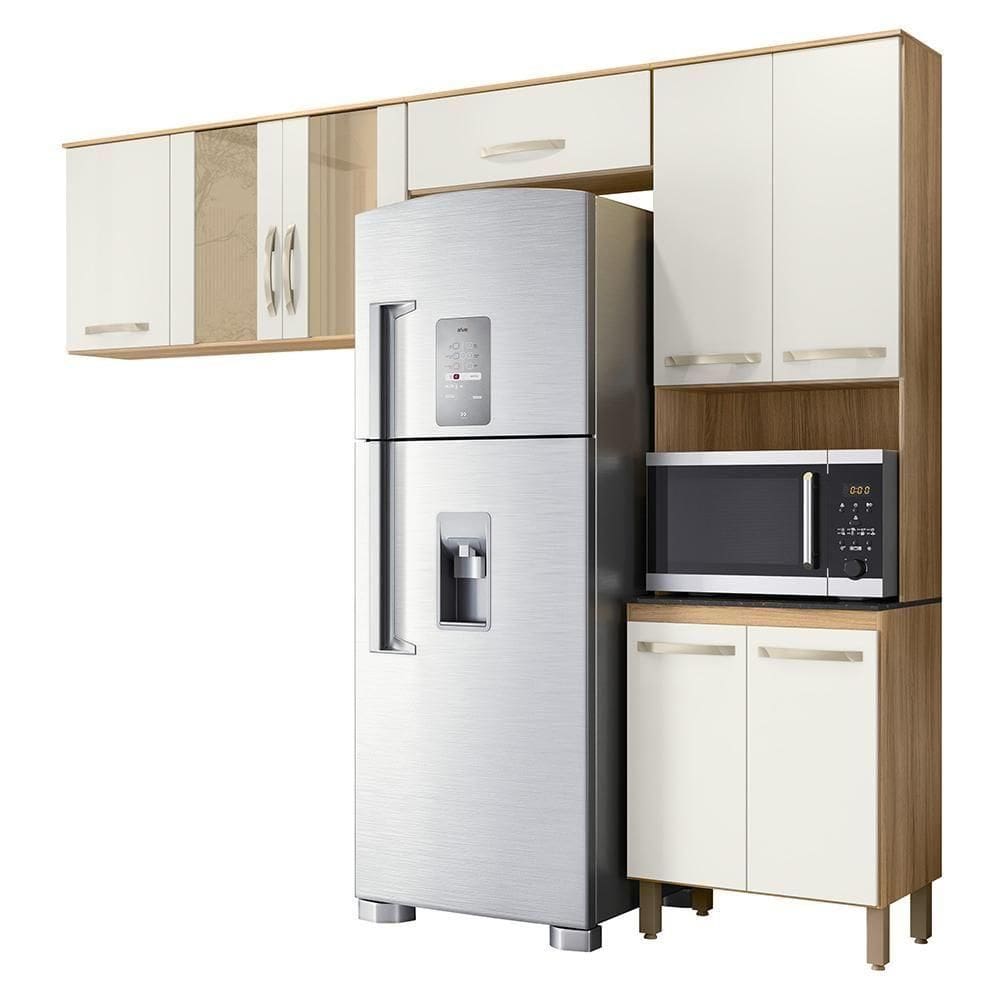 Armario De Cozinha Fit Com 8 Portas 261 Cm Freijo-off White Freijo-off White