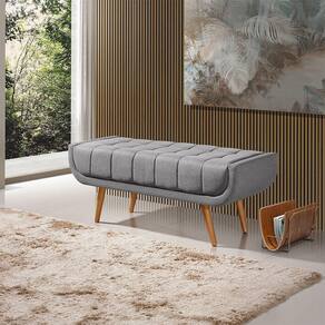 Recamier França 1,50m Com Base Madeira Linho Sofatec Prata