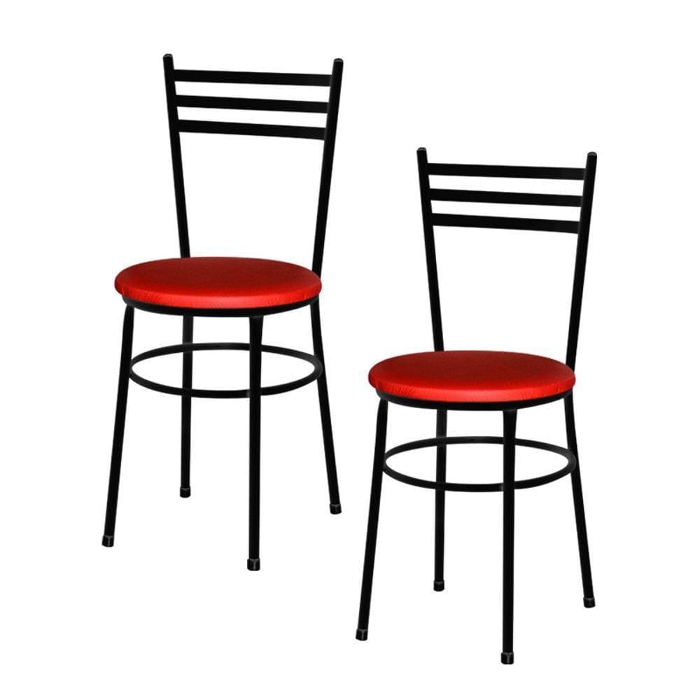 2 Cadeiras Para Mesa Epoxi Preto Cor:vermelho