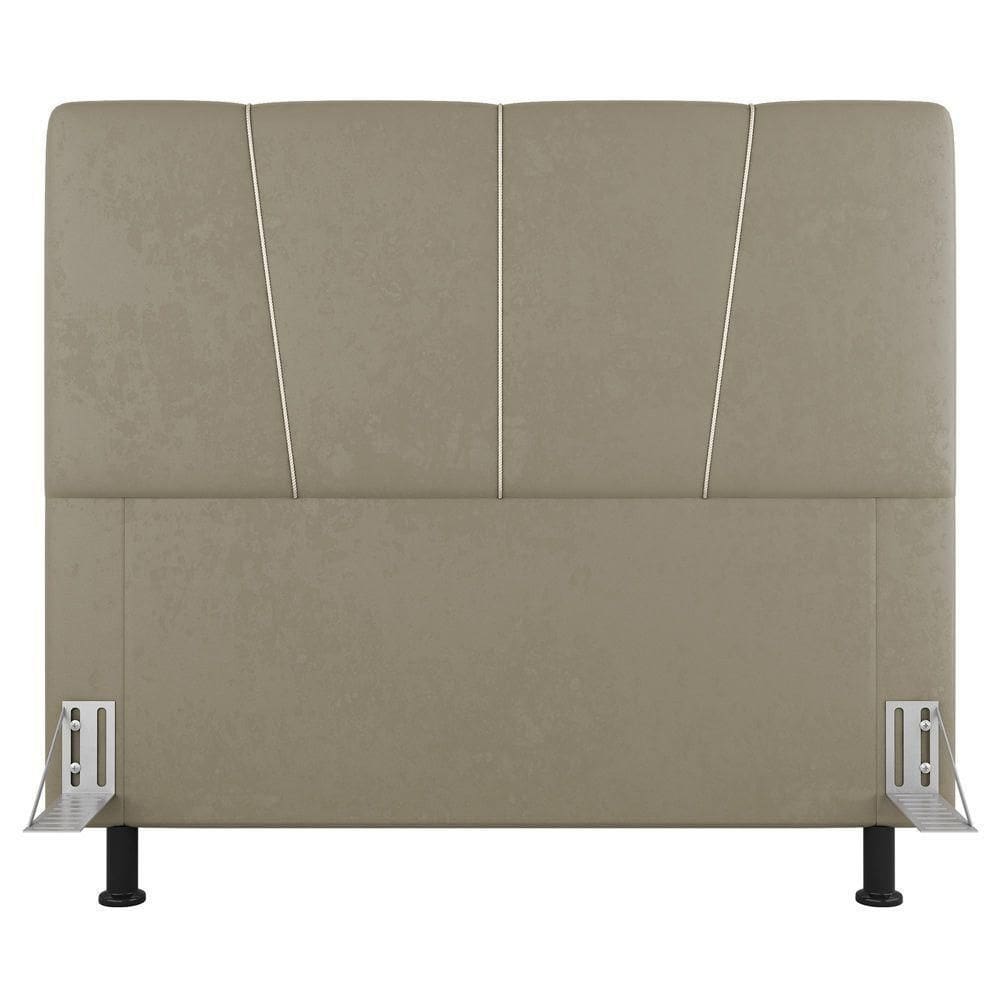Cabeceira Cama Box Casal Queen Size Amber 160cm Estofada Suede Bege - Abmaza