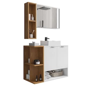 Gabinete De Banheiro Com Cuba E Espelheira Lizzi B02 Branco-naturalle