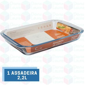 1 Lasanheira Vidro Retangular 2,2L Panqueca Sobremesas Festas Servir
