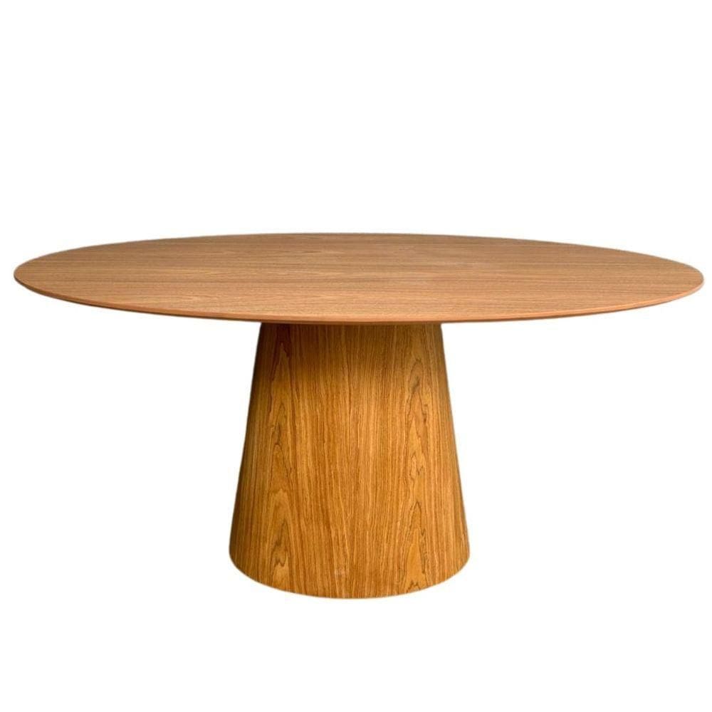 Mesa De Jantar Cone Oval 137x90 Cm Base Madeira Freijó Tampo Freijó
