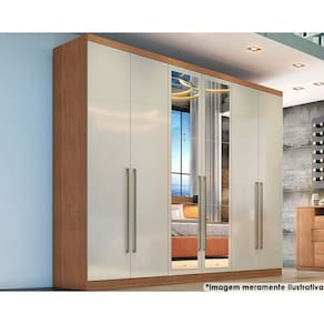 Guarda Roupa 6 Portas e 6 Gavetas c/ Espelho Dello/Trento Freijo Cumaru c/ Fendi - Novo Horizonte