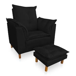 Poltrona De Amamentação Com Puff Laura Suede - Pallazio Cor Preto