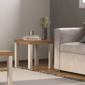 Mesa Quadrada De Apoio Lateral E De Cabeceira Up Carvalho | Off White