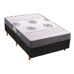 Cama Box Solteiro: Colchão Espuma D45 Polar Pérola Fort Black + Base CRC Rústico Black(88x188)