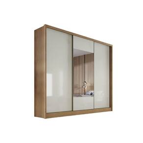 Guarda Roupa 3 Portas de Correr c/ Espelho e 4 Gavetas Arezzo Plus Freijó/FendiOff - Novo Horizonte