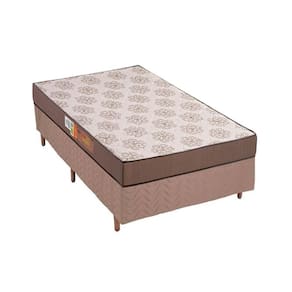 Cama Box Solteiro: Colchão Espuma Polar D28 Pérola + Base CRC Rústico Clean(88x188)