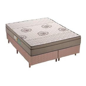 Cama Box Queen: Colchão Espuma D33 Polar Pérola + Base CRC Rústico Clean(158x198)