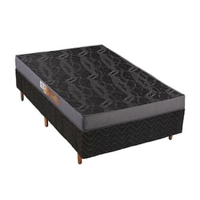 Cama Box Solteiro: Colchão Espuma Polar Pérola + Base CRC Suede Black(88x188)