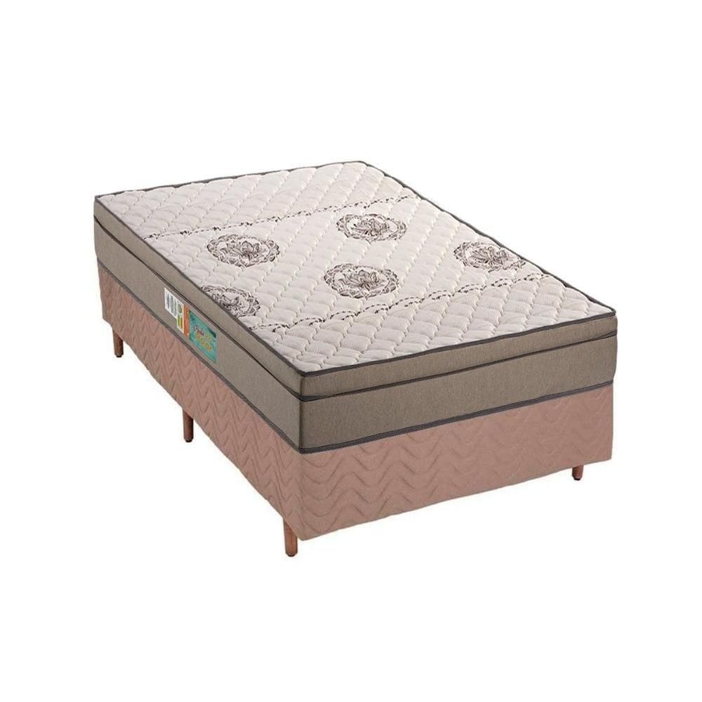 Cama Box Solteiro: Colchão Espuma D33 Polar Pérola + Base CRC Rústico Clean(88x188)