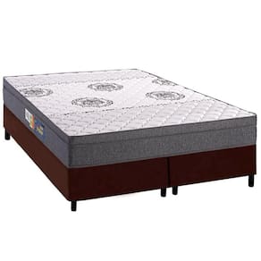 Cama Box Queen: Colchão Espuma Polar D45 Pérola Brown + Base CRC Courano Brown(158x198)
