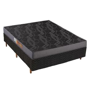 Cama Box Casal: Colchão Espuma Polar Pérola + Base CRC Suede Black(138x188)