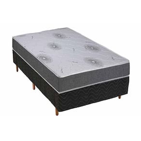 Cama Box Solteiro: Colchão Espuma D33 Polar Pérola Premium + Base CRC Rústico Black(88x188)
