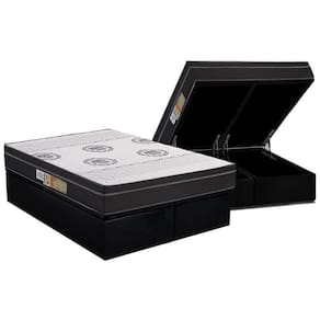 Cama Box Baú Queen: Colchão Anatômico Polar D28 / EP Orthoface Firme + Base CRC Suede Black(158x198)