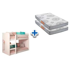 Colchão Pérola Black (2un) + Beliche Ema Branco