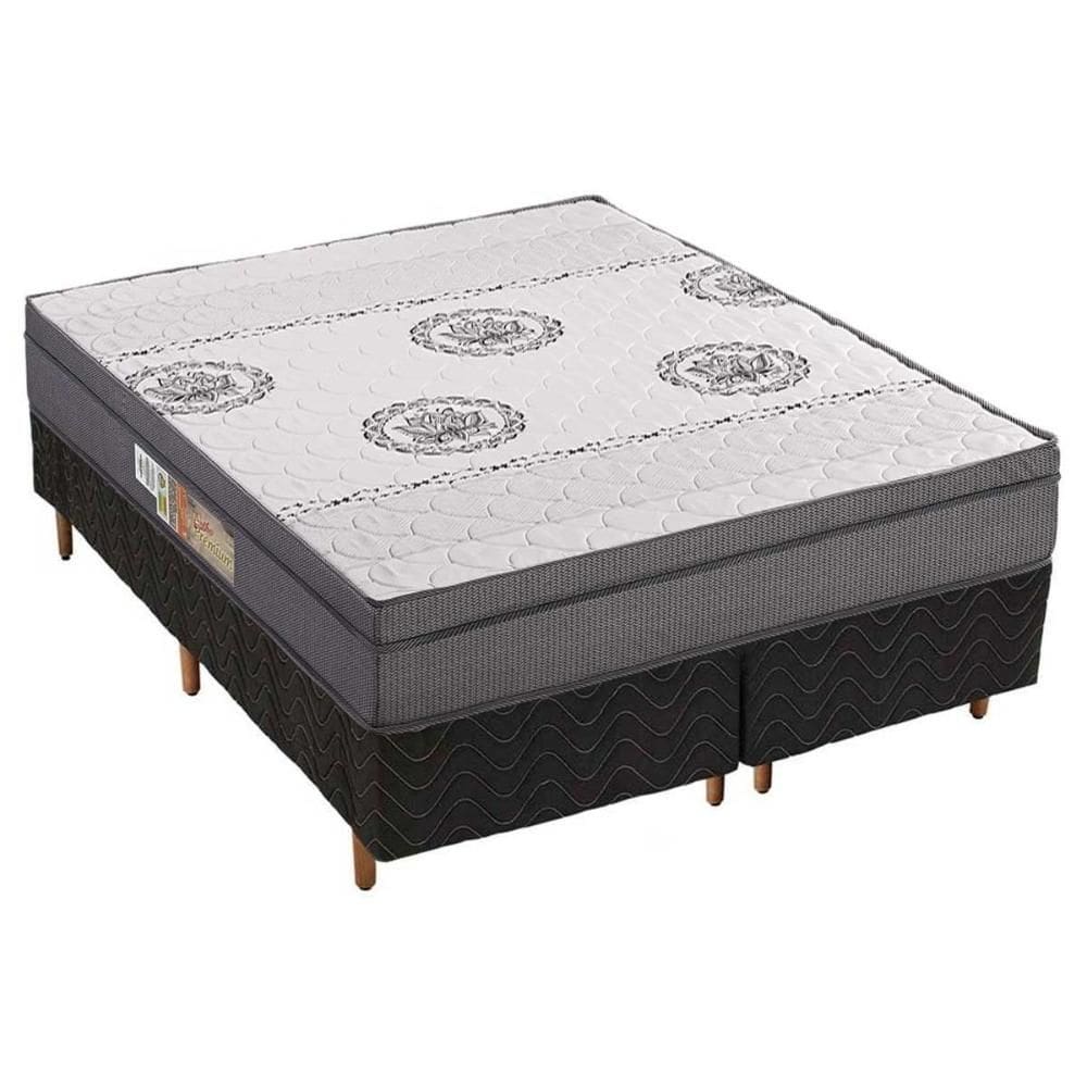 Cama Box Queen: Colchão Anatômico Polar D28/EP Orthopremium + Base CRC Rústico Black(158x198)