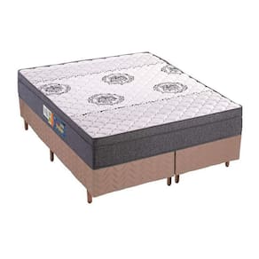 Cama Box Queen: Colchão Espuma D45 Polar Pérola Fort Clean + Base CRC Rústico Clean(158x198)