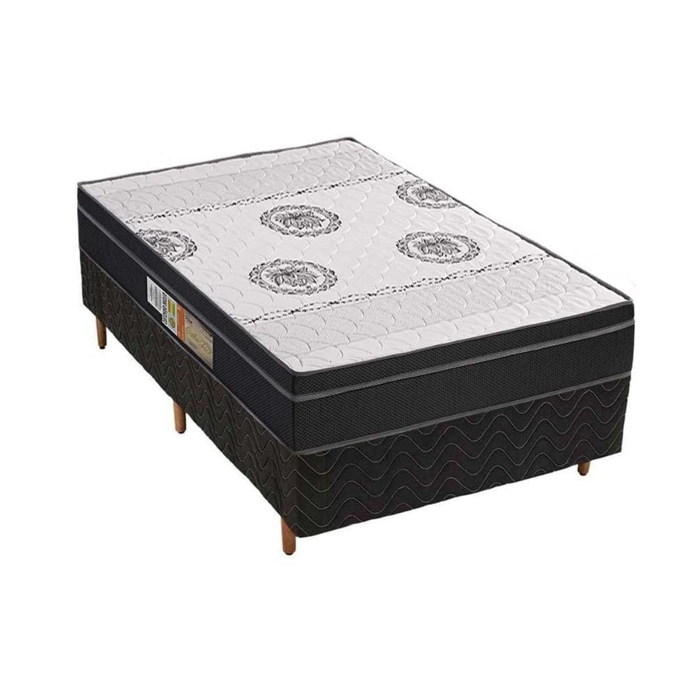 Conjunto Box Solteiro: Colchão Anatômico Polar D28/EP Orthoface Firme + Base CRC Suede Black(88x188)