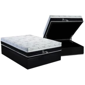 Cama Box Baú Casal: Colchão Molas Polar Superlastic Diamond + Base CRC Suede Black(138x188)