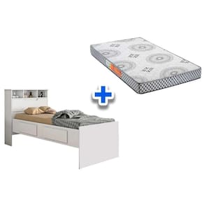 Colchão Solteiro Pérola Polar + Cama Ravena Branco