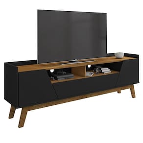 Rack Bancada Para Tv 70 Pol Pés Retrô 180cm Flora B02 Preto-naturalle