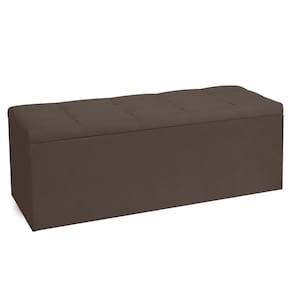 Calçadeira Recamier Baú King 1,95m Roma Suede Marrom - Pallazio
