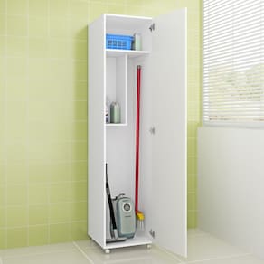 Armário Multiuso para Lavanderia 45x190cm Branco Tecno Mobili