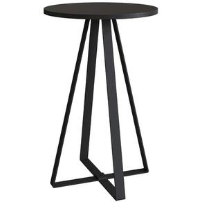 Mesa Lateral Redonda Industrial Artesano 40 Cm (largura) Em Mdp Preto Estrutura Metalica Aço Preto