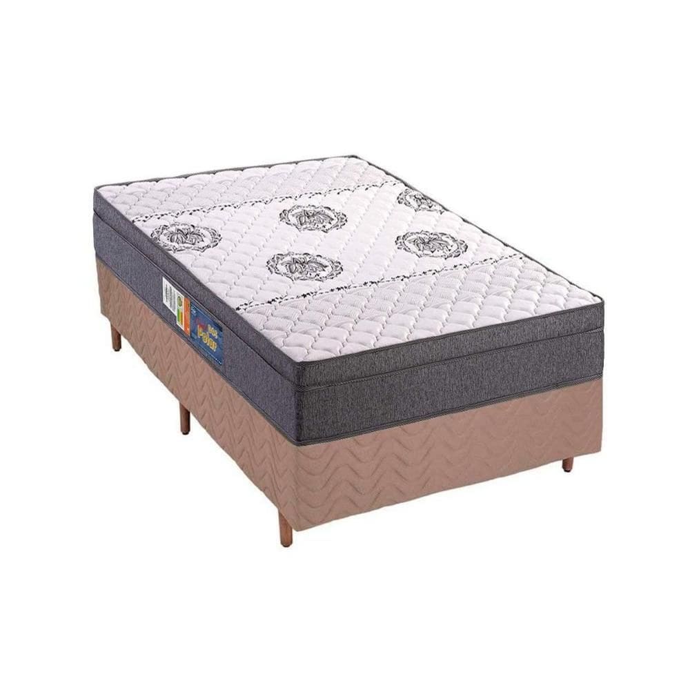 Cama Box Solteiro: Colchão Espuma Polar D45 Pérola Fort Clean + Base CRC Rústico Clean(88x188)