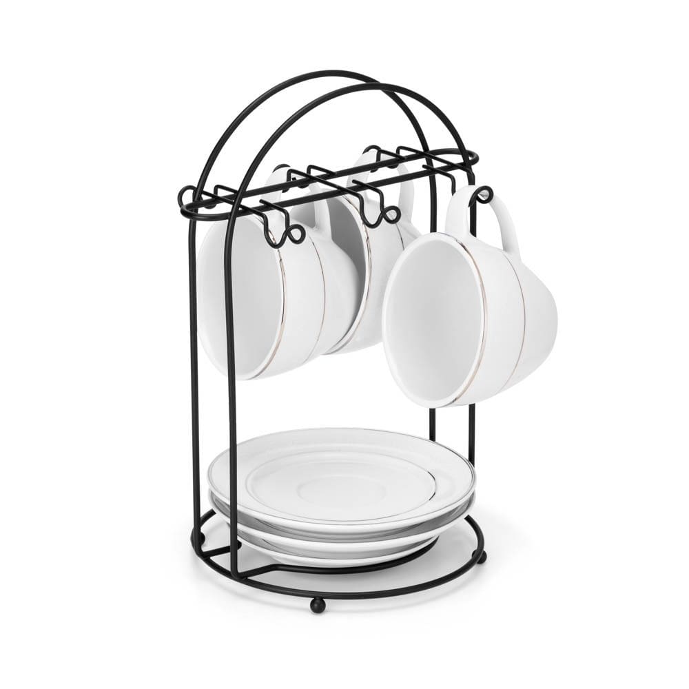 Suporte para Xícaras de Café e Pires Preto Fosco - 2463 Arthi