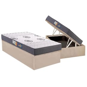 Cama Box Baú Solteiro: Colchão Espuma D45 Polar Pérola + Base CRC Suede Clean(88x188)