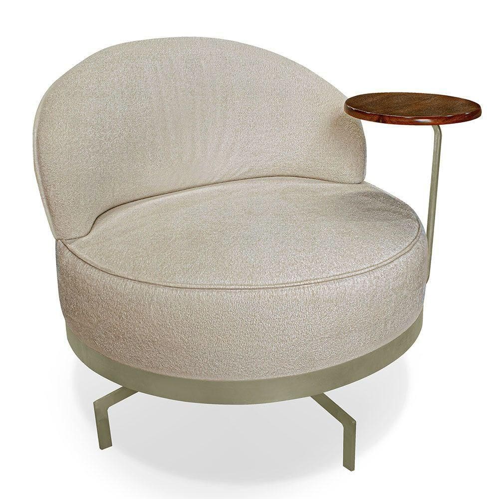 Poltrona Decorativa Andromeda Linho Bouclê Base Giratória De Ferro - Pallazio Cor Bege