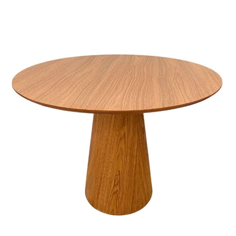 Mesa De Jantar Cone Redonda 110 Cm Base Madeira Freijó Tampo Freijó