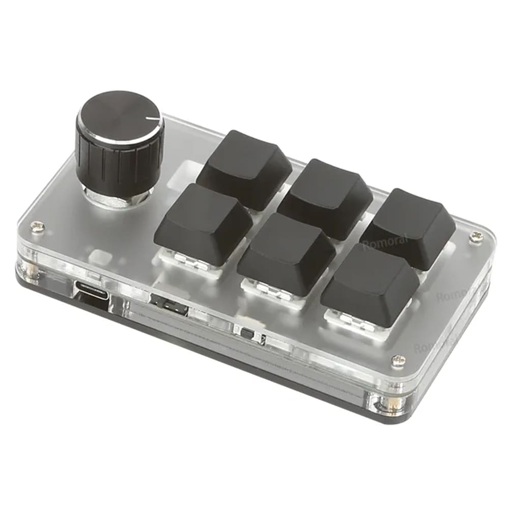 Teclado Mecânico 6 teclas 1 Knob Bluetooth Macros Edição