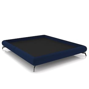 Cama Casal Base Box 138x188cm Pés De Ferro Cold P02 Veludo Azul - Mpozenato